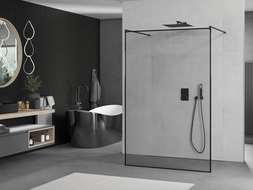 Mexen Kioto volně stojící sprchová stěna 120 x 200 cm, černý rám 8 mm, černá - 800-120-002-70-70