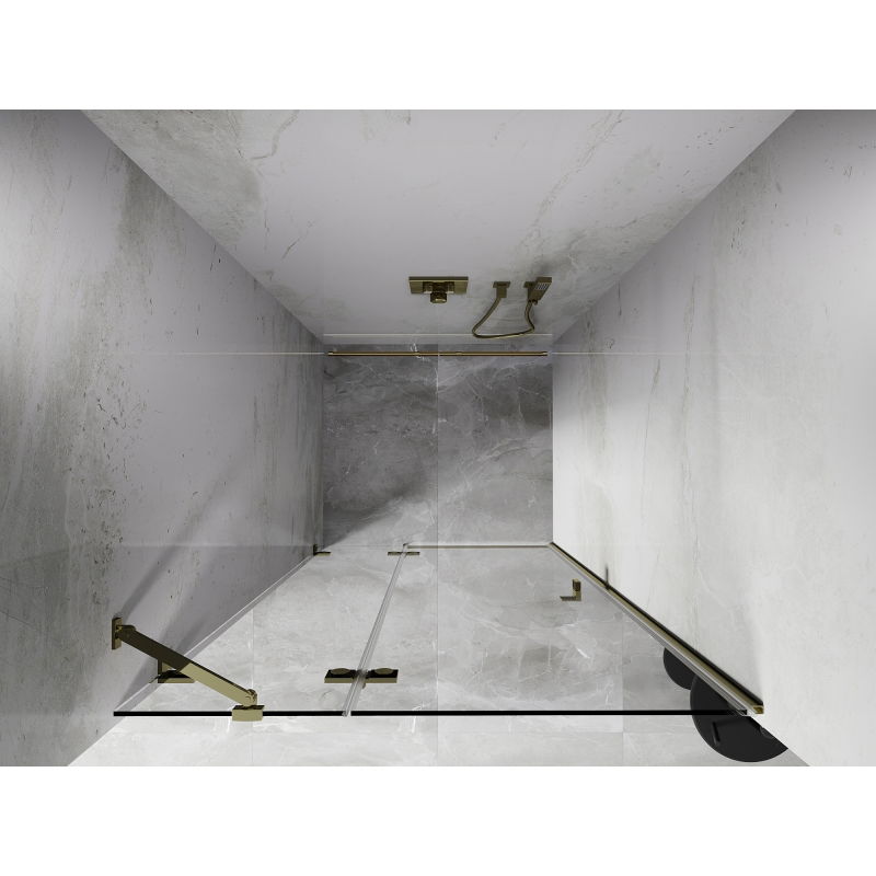 Mexen Lunar sprchové dveře pantové levé 105 cm, transparentní, zlaté - 834-105-000-50-00-L