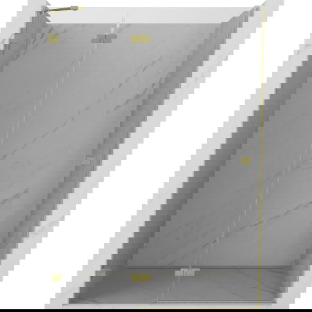 Mexen Lunar sprchové dveře výklopné levé 140 cm, transparentní, zlaté kartáčované - 834-140-000-55-00-L