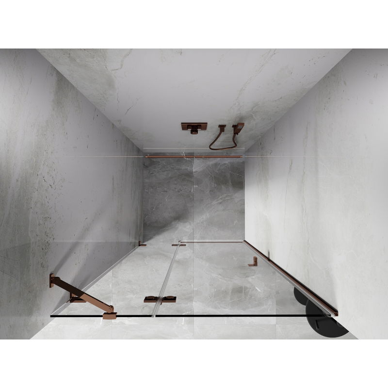 Mexen Lunar sprchové dveře výklopné levé 100 cm, transparentní, růžové zlato - 834-100-000-60-00-L