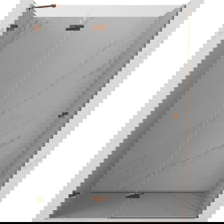 Mexen Lunar sprchové dveře sklopné levé 135 cm, transparentní, růžové zlato - 834-135-000-60-00-L