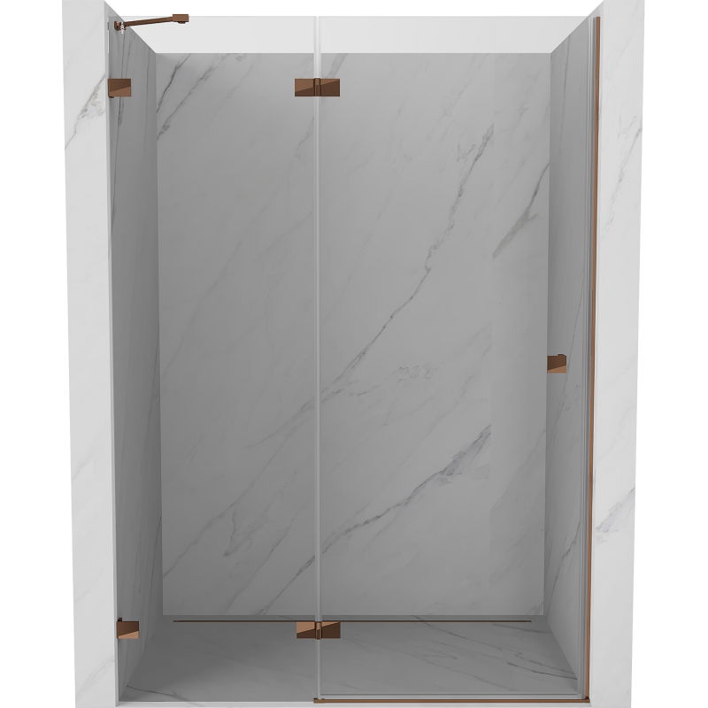 Mexen Lunar sprchové dveře otočné levé 140 cm, transparentní, růžové zlato - 834-140-000-60-00-L