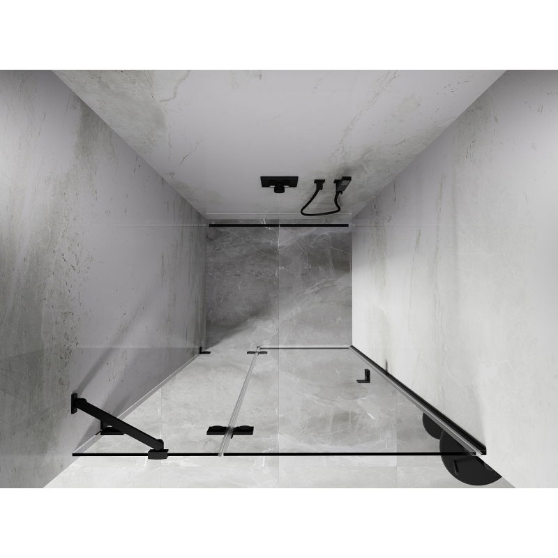 Mexen Lunar sprchové dveře výklopné levé 90 cm, průhledné, černé - 834-090-000-70-00-L