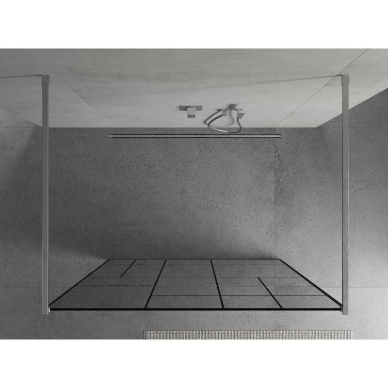 Mexen Kioto volně stojící sprchová stěna 140 x 200 cm, černý vzor 8 mm, chrom - 800-140-002-01-78