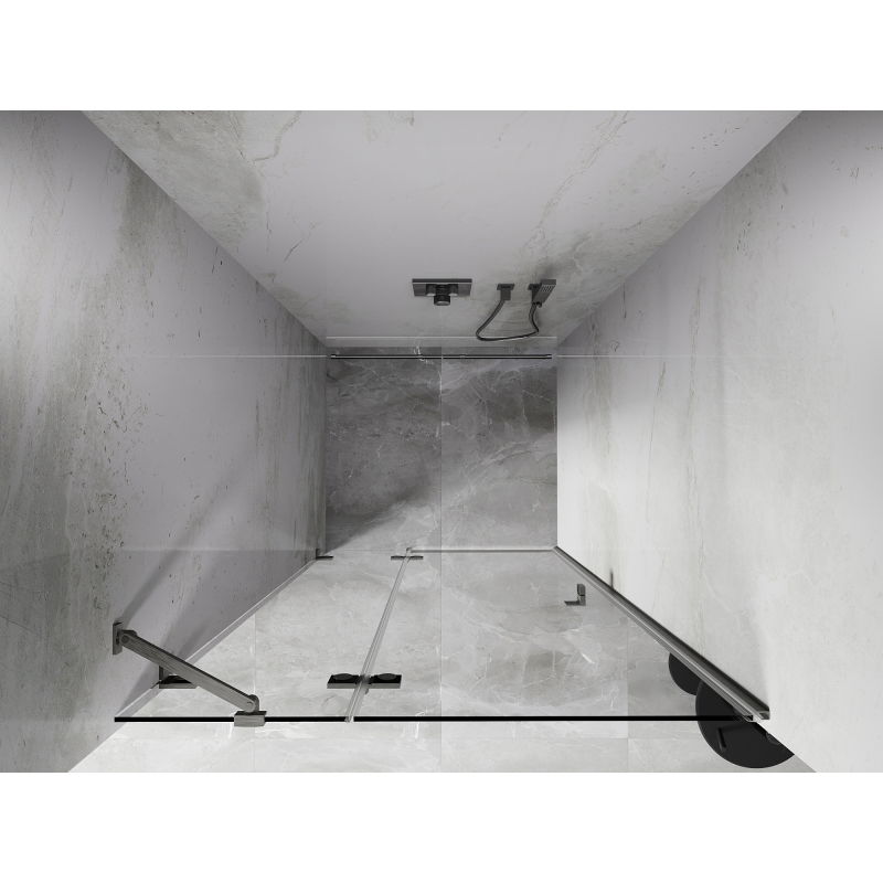 Mexen Lunar sprchové dveře otevírací levé 115 cm, transparentní, kartáčovaný nikl - 834-115-000-97-00-L