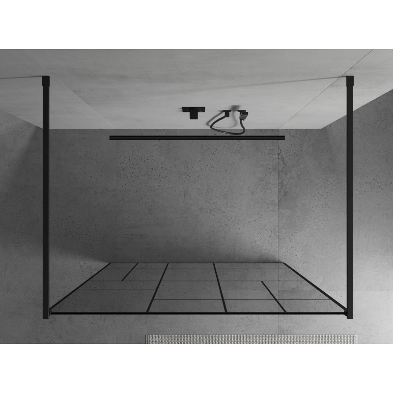 Mexen Kioto volně stojící sprchová stěna 110 x 200 cm, černý vzor 8 mm, černá - 800-110-002-70-78