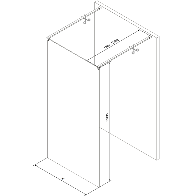 Mexen Kioto volně stojící sprchová stěna 130 x 200 cm, černý vzor 8 mm, černá - 800-130-002-70-78