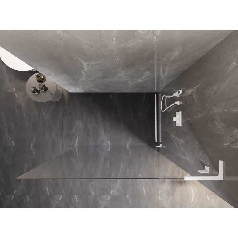 Mexen Lunar L Sprchová stěna Walk-in pravá 110 x 200 cm, transparentní 8 mm, bílá - 830L-110-000-20-00-P