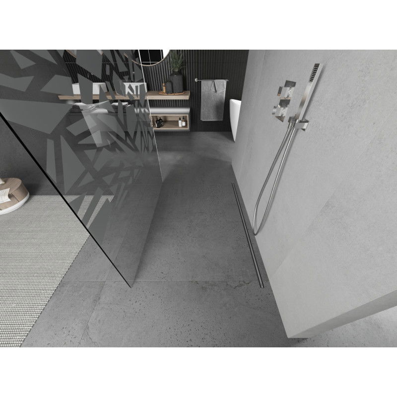 Mexen Kioto volně stojící sprchová stěna 110 x 200 cm, bílý vzor 8 mm, chrom - 800-110-002-01-85