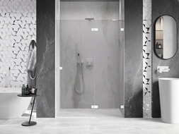 Mexen Lunar sprchové dveře pravé 130 cm, transparentní, bílá - 834-130-000-20-00-P