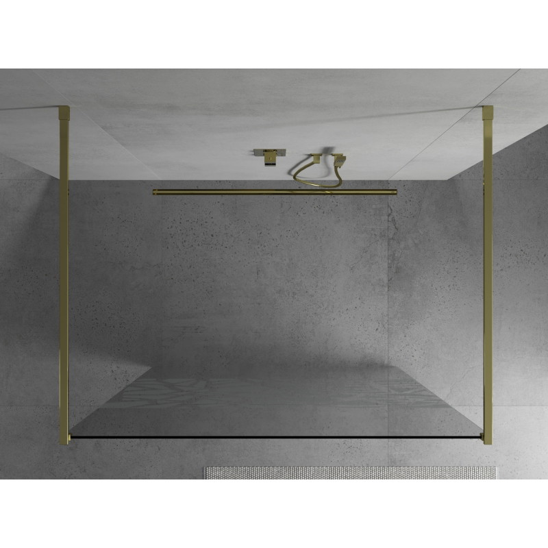 Mexen Kioto Samostatná sprchová stěna 110 x 200 cm, bílý vzor 8 mm, zlatá - 800-110-002-50-85