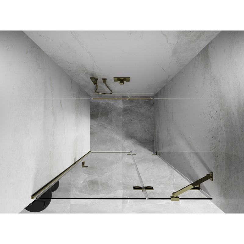 Mexen Lunar sprchové dveře otočné pravé 125 cm, čiré, zlaté - 834-125-000-50-00-P