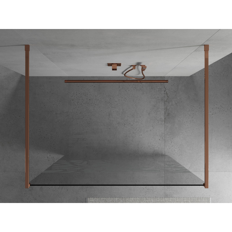 Mexen Kioto volně stojící sprchová stěna 130 x 200 cm, bílý vzor 8 mm, růžové zlato - 800-130-002-60-85