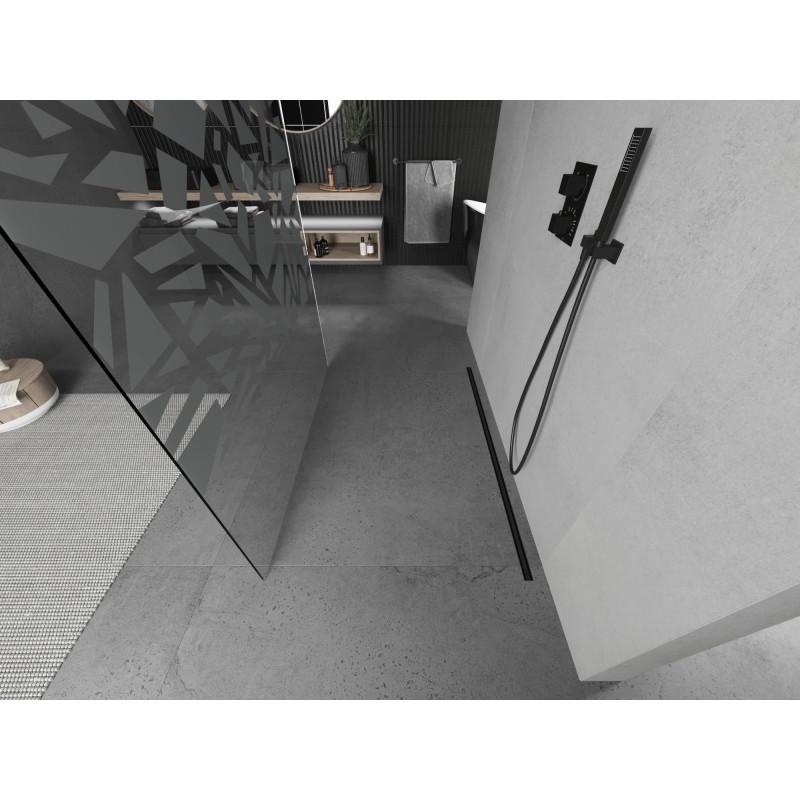 Mexen Kioto samostatná sprchová stěna 120 x 200 cm, bílý vzor 8 mm, černá - 800-120-002-70-85