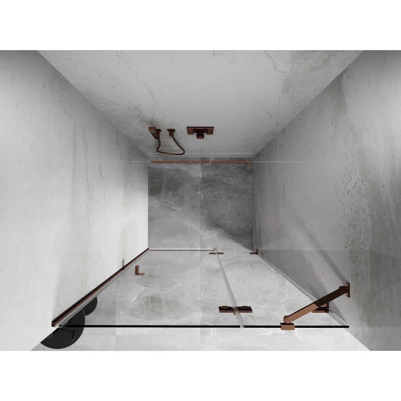 Mexen Lunar sprchové dveře jednokřídlé pravé 90 cm, transparentní, růžové zlato - 834-090-000-60-00-P