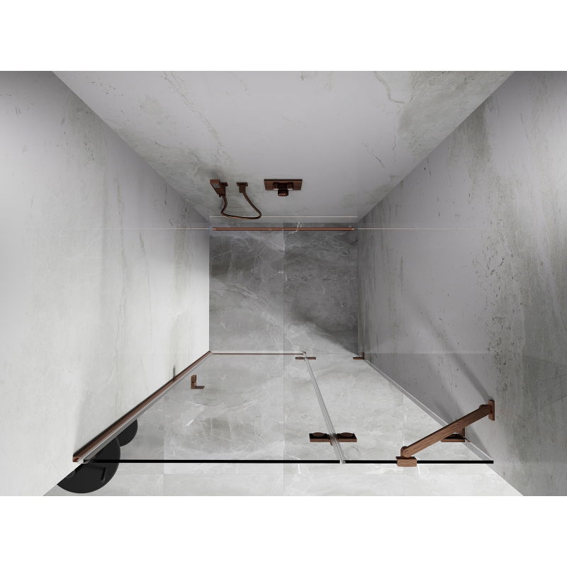 Mexen Lunar sprchové dveře otočné pravé 95 cm, transparentní, kartáčovaná měď - 834-095-000-65-00-P