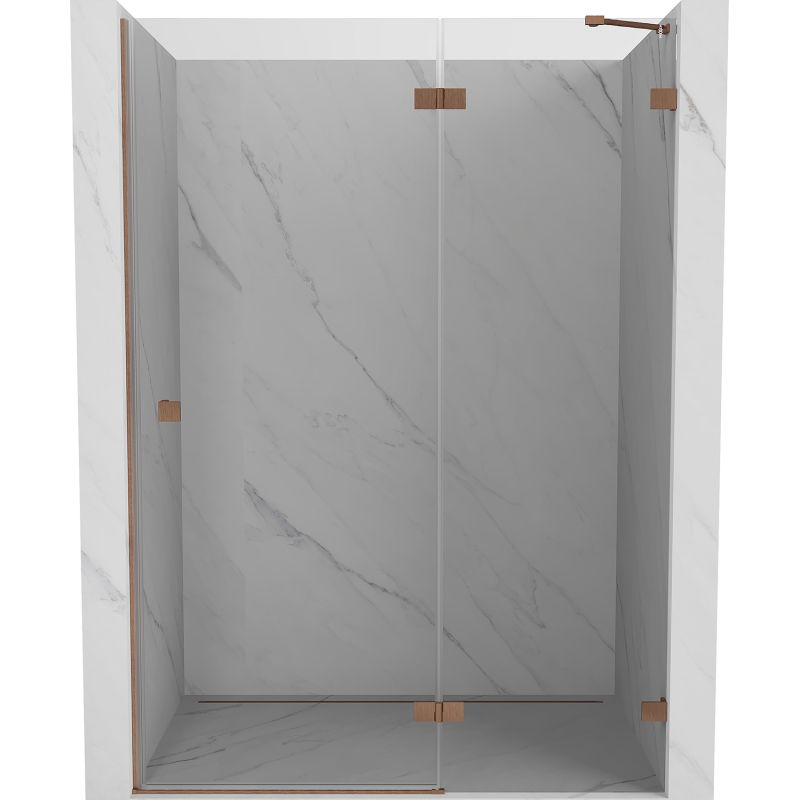 Mexen Lunar sprchové dveře otočné, pravé, 130 cm, transparentní, kartáčovaná měď - 834-130-000-65-00-P