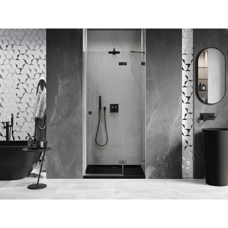 Mexen Lunar sprchové dveře otočné pravé 95 cm, transparentní, kartáčovaná gun gray - 834-095-000-66-00-P