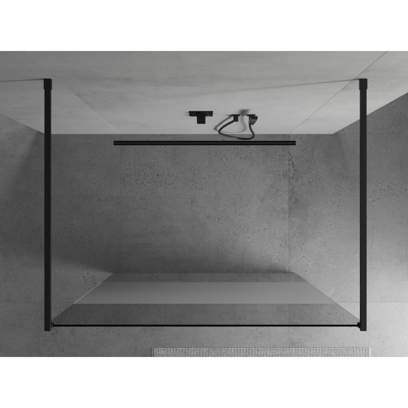 Mexen Kioto Samostatná sprchová stěna 140 x 200 cm, průhledná/mat 8 mm, černá - 800-140-002-70-35