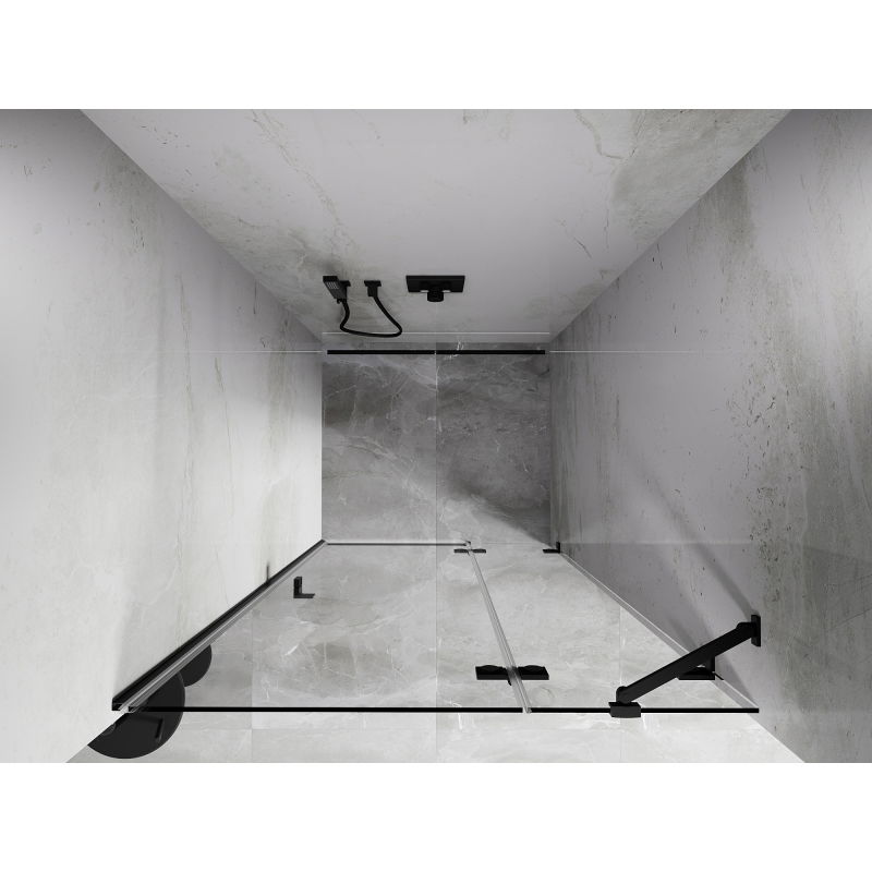 Mexen Lunar sprchové dveře otevírací pravé 75 cm, transparentní, černé - 834-075-000-70-00-P