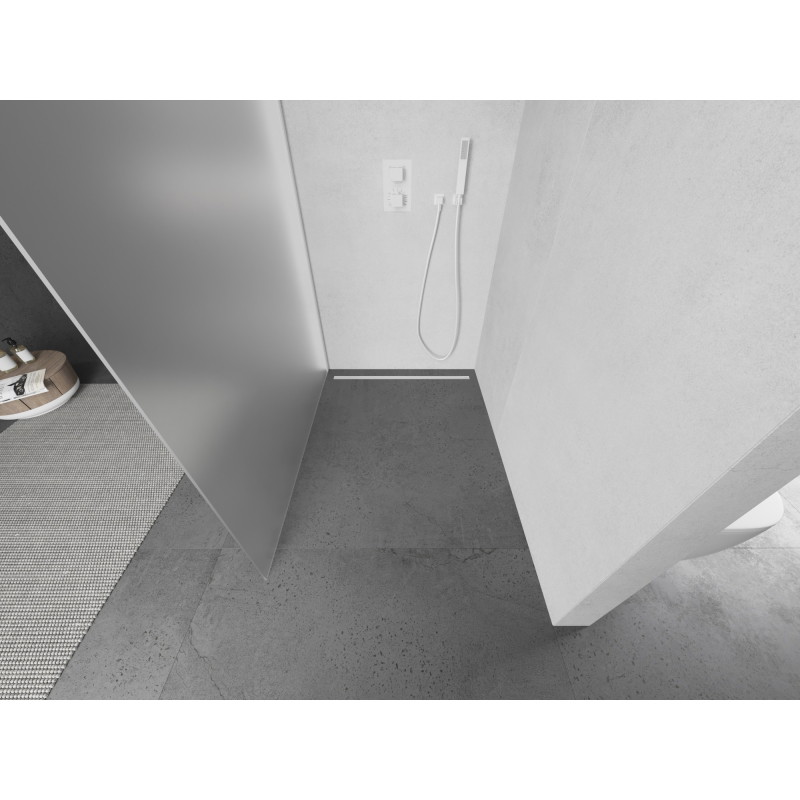 Mexen Kioto sprchová stěna Walk-in 110 x 200 cm, mrazovaná 8 mm, bílá - 800-110-101-20-30
