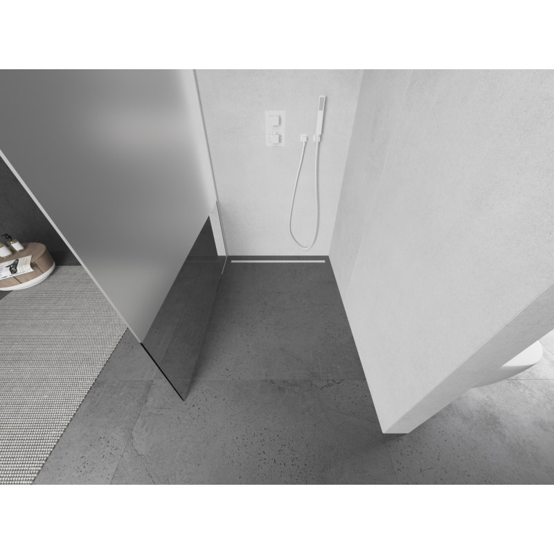 Mexen Kioto sprchová stěna Walk-in 90 x 200 cm, transparentní/matová 8 mm, bílá - 800-090-101-20-35