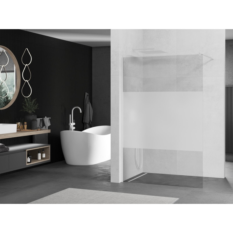 Mexen Kioto sprchová stěna Walk-in 100 x 200 cm, transparentní/mlha 8 mm, bílá - 800-100-101-20-35