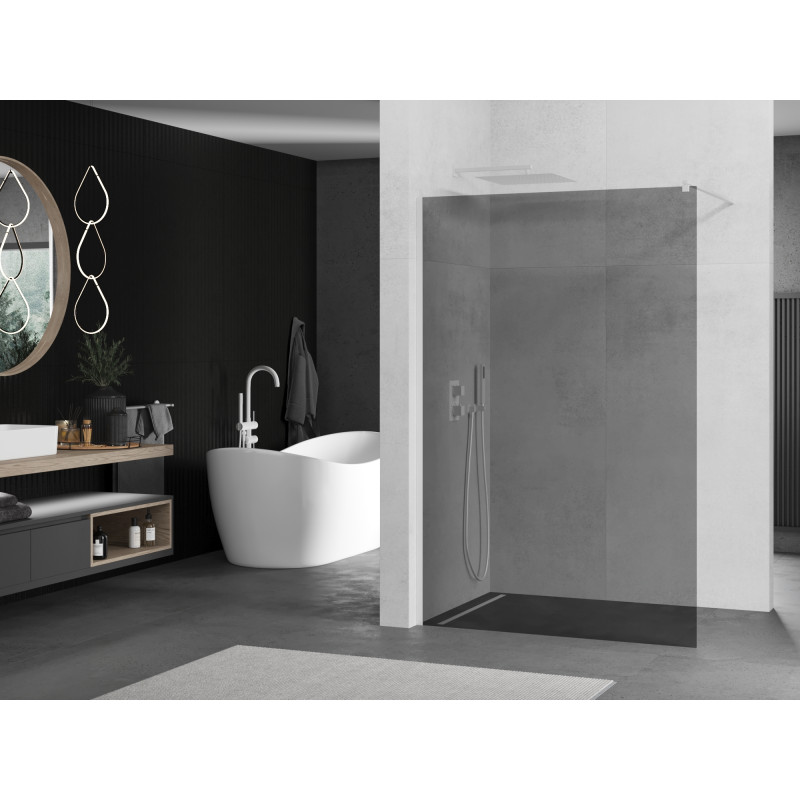 Mexen Kioto sprchová zástěna Walk-in 80 x 200 cm, grafitová 8 mm, bílá - 800-080-101-20-40