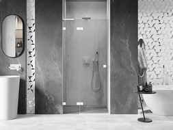 Mexen Lunar L sprchové dveře sklopné levé 105 cm, transparentní, bílé - 834L-105-000-20-00-L