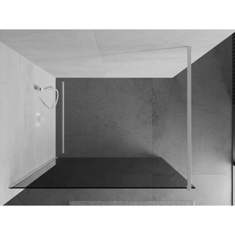 Mexen Kioto sprchová stěna Walk-in 100 x 200 cm, grafit 8 mm, bílá - 800-100-101-20-40