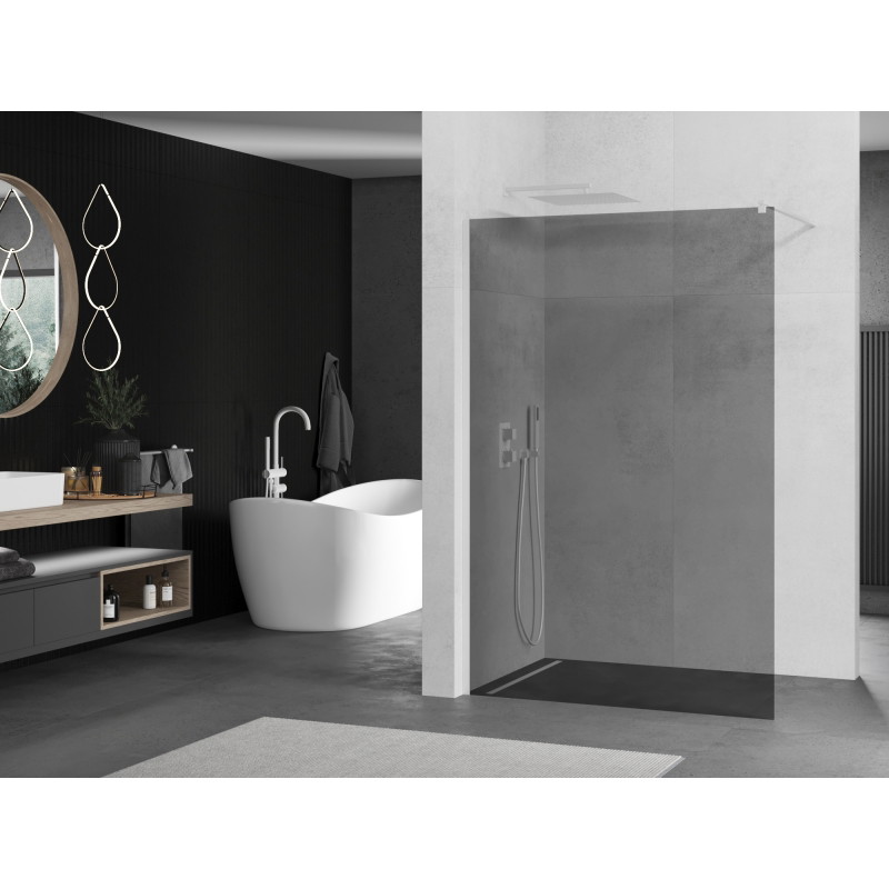 Mexen Kioto sprchová stěna Walk-in 110 x 200 cm, grafitová 8 mm, bílá - 800-110-101-20-40
