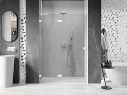 Mexen Lunar L sprchové dveře otevíratelné levé 135 cm, transparentní, bílé - 834L-135-000-20-00-L