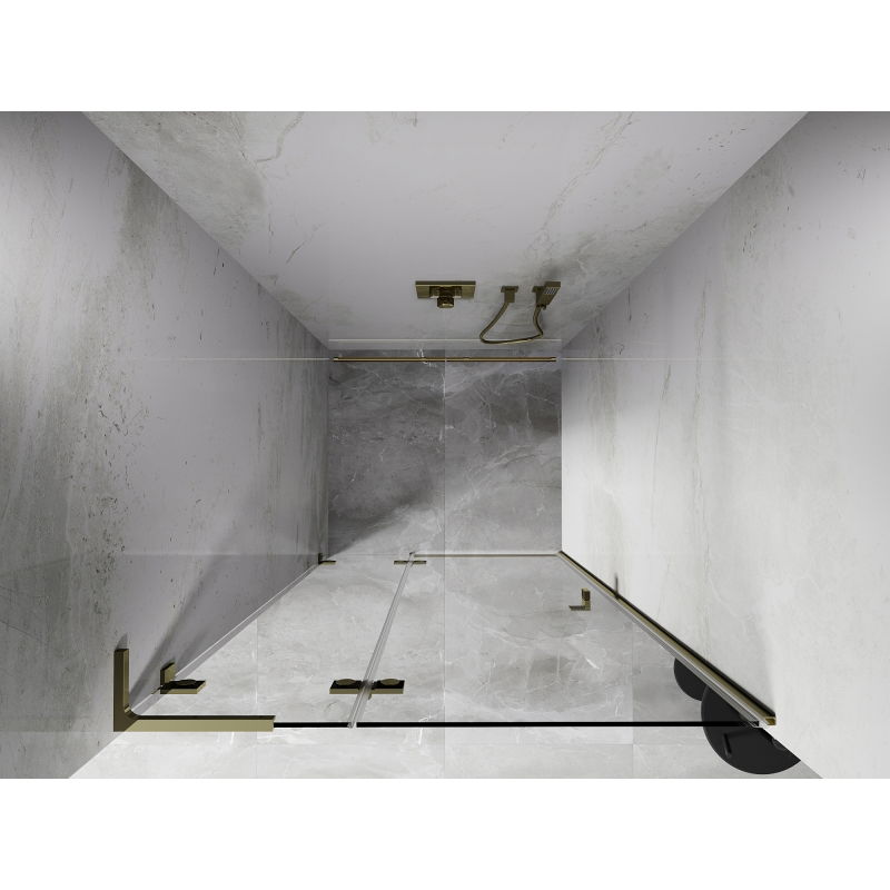 Mexen Lunar L sprchové dveře otočné levé 75 cm, transparentní, zlaté - 834L-075-000-50-00-L