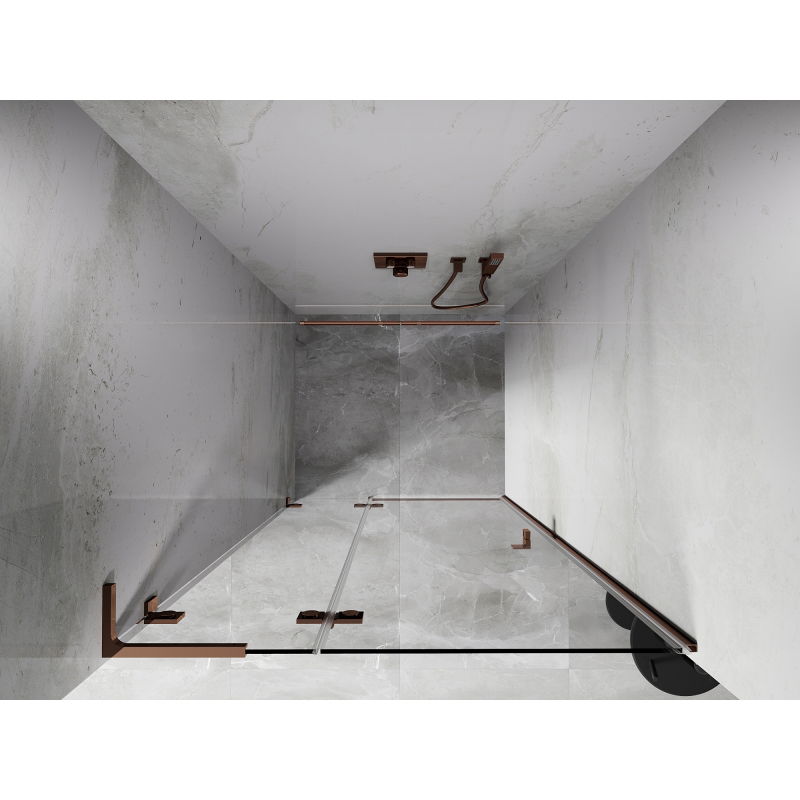 Mexen Lunar L sprchové dveře levé 95 cm, transparentní, růžové zlato - 834L-095-000-60-00-L