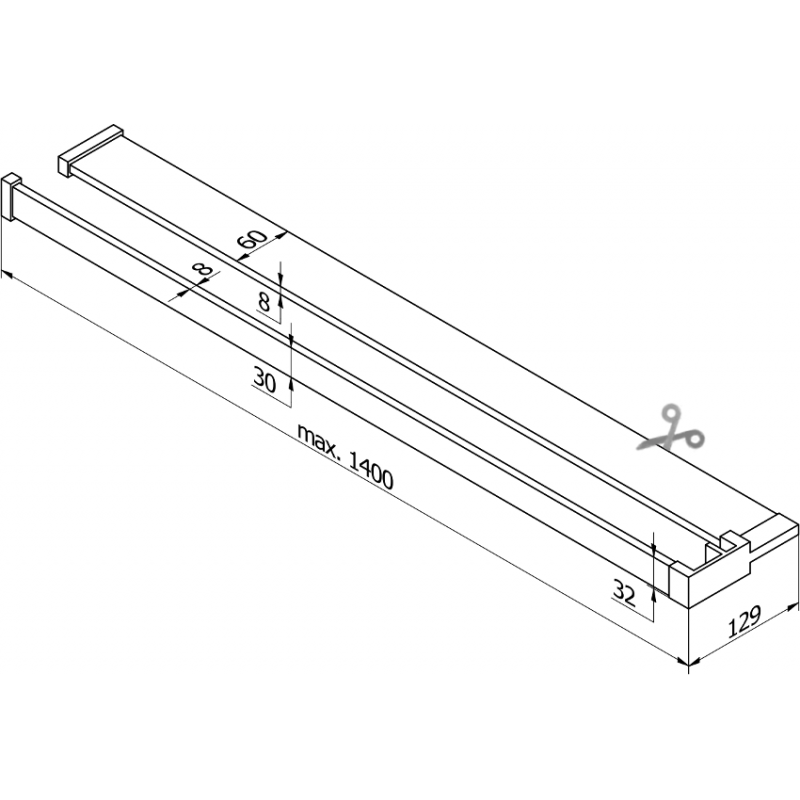 Mexen polička do sprchové stěny s relingem na ručníky, zlatá - 800-02-50