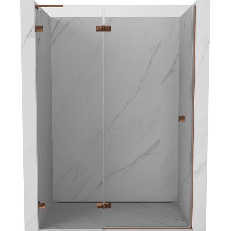 Mexen Lunar L levé sprchové dveře otevíratelné 130 cm, transparentní, růžové zlato - 834L-130-000-60-00-L