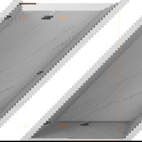 Mexen Lunar L levé sprchové dveře otevíratelné 130 cm, transparentní, růžové zlato - 834L-130-000-60-00-L