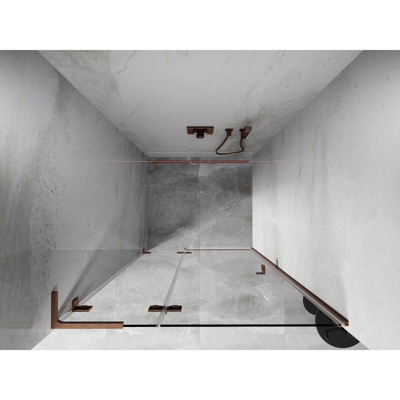 Mexen Lunar L sprchové dveře otevírací levé 70 cm, transparentní, kartáčovaná měď - 834L-070-000-65-00-L