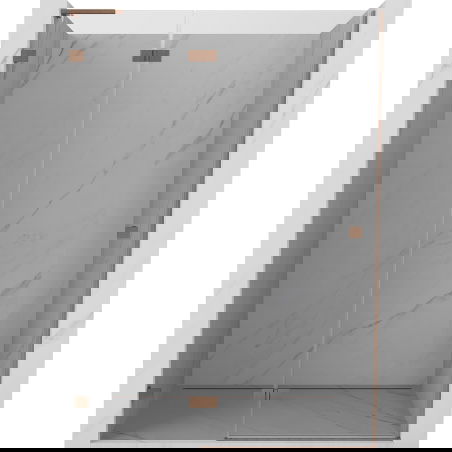 Mexen Lunar L levé sprchové dveře 135 cm, transparentní, kartáčovaná měď - 834L-135-000-65-00-L