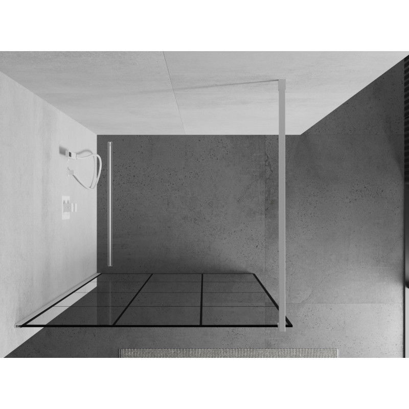 Mexen Kioto sprchová stěna Walk-in 120 x 200 cm, černá mřížka 8 mm, bílá - 800-120-101-20-77