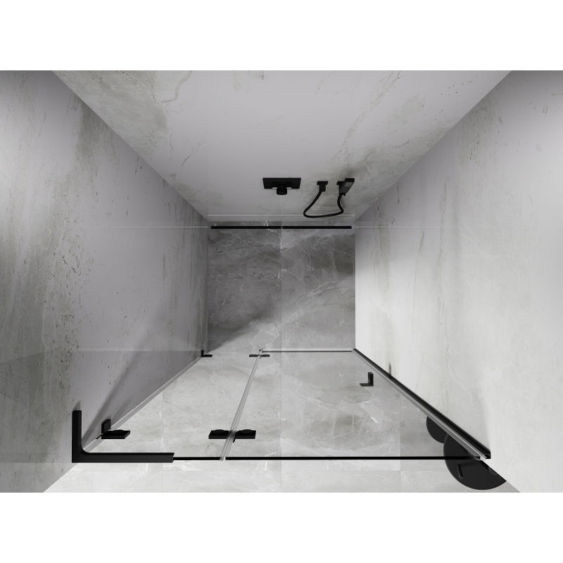 Mexen Lunar L levé sprchové dveře, otočné, 95 cm, transparentní, černé - 834L-095-000-70-00-L