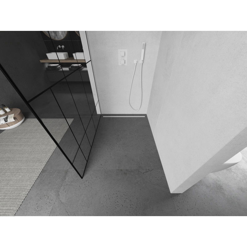 Mexen Kioto sprchová stěna Walk-in 90 x 200 cm, černý vzor 8 mm, bílá - 800-090-101-20-78