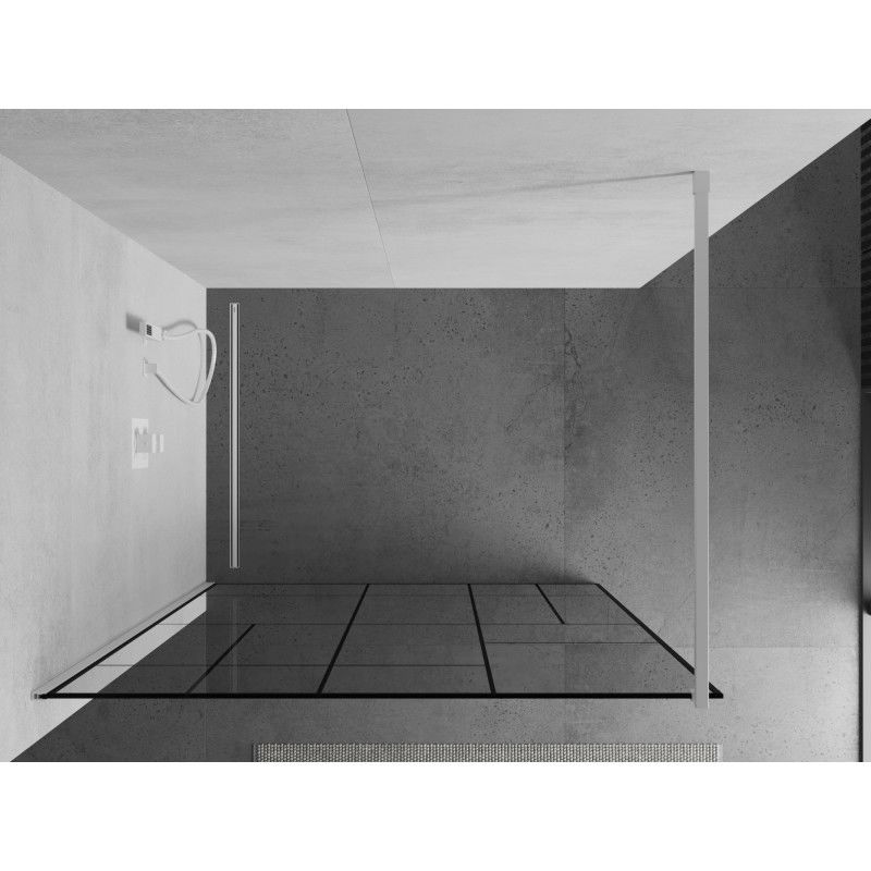 Mexen Kioto sprchová stěna Walk-in 90 x 200 cm, černý vzor 8 mm, bílá - 800-090-101-20-78