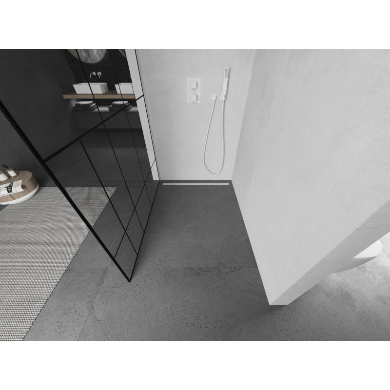 Mexen Kioto sprchová zástěna Walk-in 100 x 200 cm, černý vzor 8 mm, bílá - 800-100-101-20-78