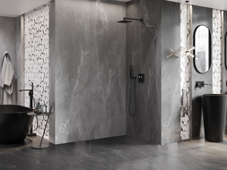 Mexen Lunar L sprchová stěna Walk-in pravá 100 x 200 cm, transparentní 8 mm, kartáčovaná tmavě šedá - 830L-100-000-66-00-P