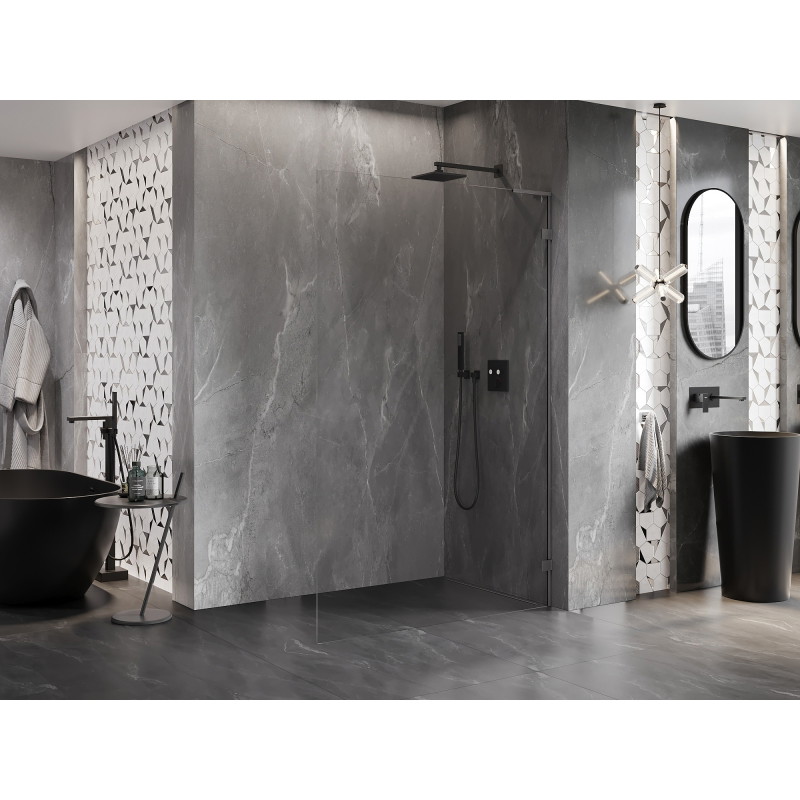 Mexen Lunar L sprchová stěna Walk-in pravá 110 x 200 cm, transparentní 8 mm, gun šedá kartáčovaná
