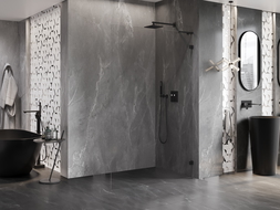 Mexen Lunar L Sprchová stěna Walk-in pravá 120 x 200 cm, transparentní 8 mm, černá - 830L-120-000-70-00-P