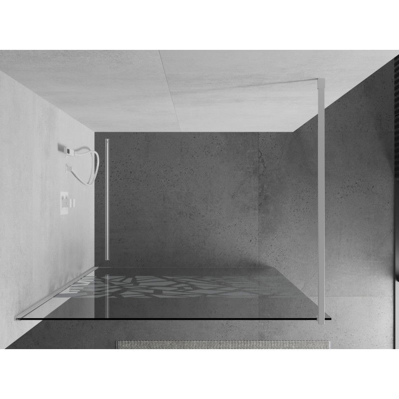 Mexen Kioto sprchová stěna Walk-in 90 x 200 cm, bílý vzor 8 mm, bílá - 800-090-101-20-85