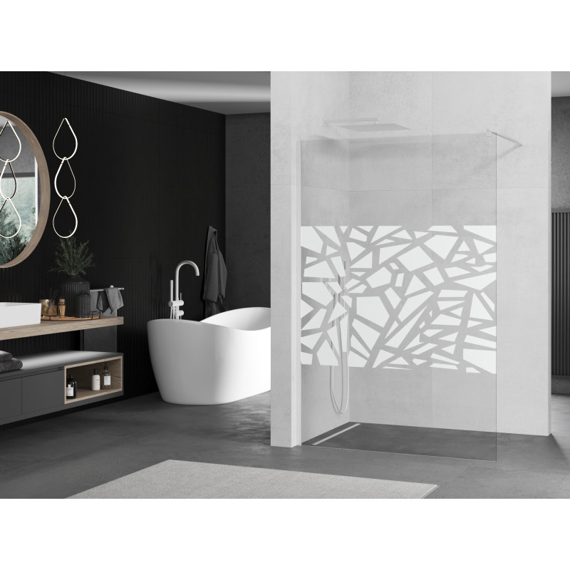 Mexen Kioto sprchová zástěna Walk-in 120 x 200 cm, bílý vzor 8 mm, bílá - 800-120-101-20-85
