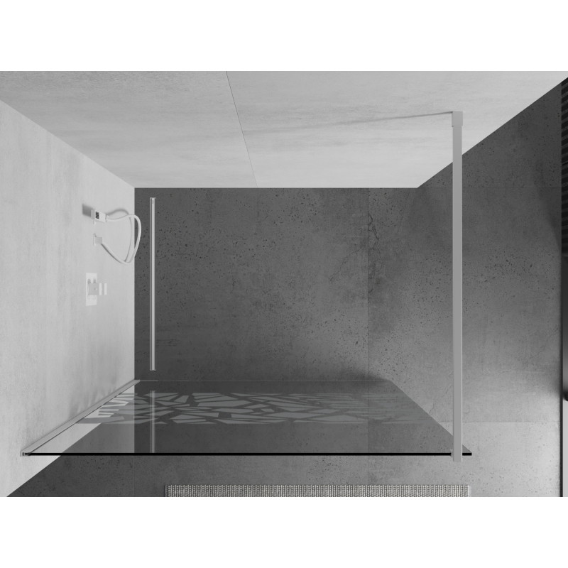 Mexen Kioto sprchová zástěna Walk-in 120 x 200 cm, bílý vzor 8 mm, bílá - 800-120-101-20-85